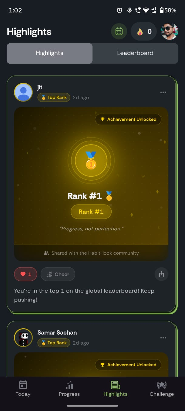 HabitHook habit & routine streak challenge screenshot